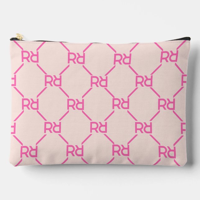 Stylish Pink Monogram Name Girl's Initial Luxury Accessory Pouch (Front)