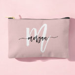 Stylish Pink Monogram Name Girl's Script  Accessory Pouch<br><div class="desc">Elevate your essentials with the Stylish Pink Monogram Name Girl's Script Accessory Pouch. This chic, blush pink pouch features a personalised script monogram, combining elegance with functionality. Perfect for storing makeup, stationery, or small gadgets, it boasts a sleek design and durable material. The secure zipper closure keeps your items safe,...</div>