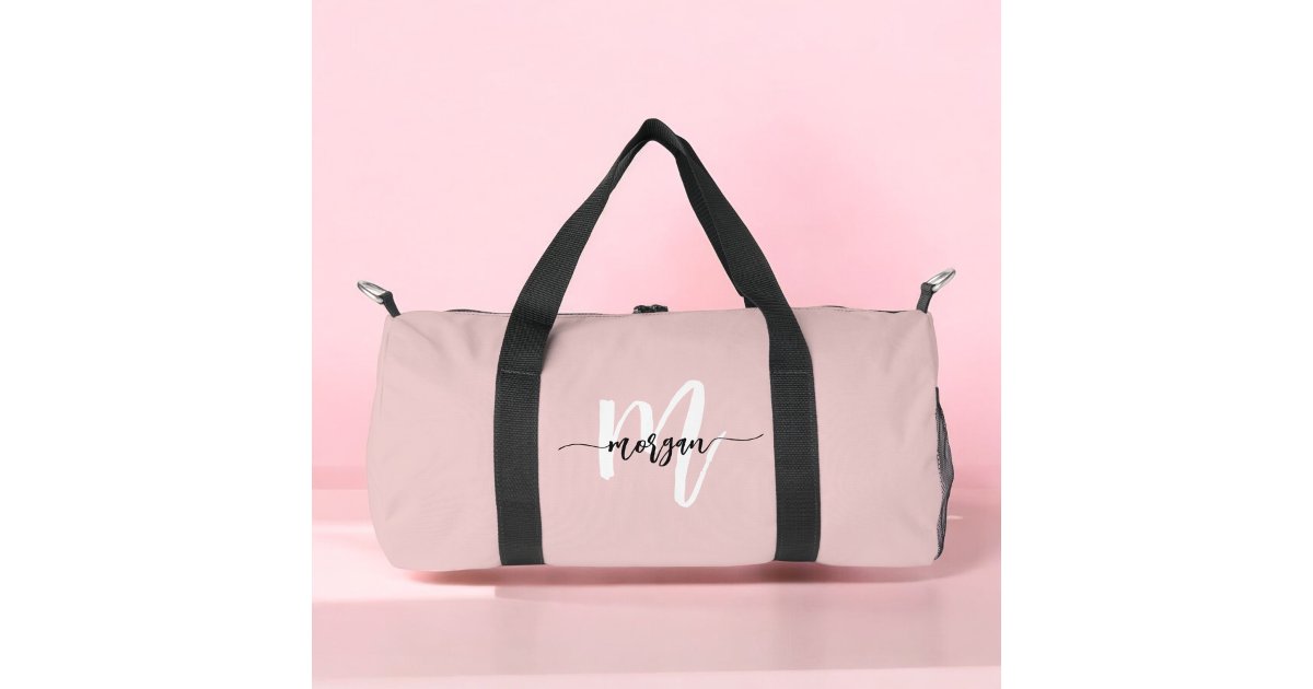 Stylish Pink Monogram Name Girl's Script Sports Duffle Bag Zazzle