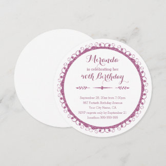 Stylish Pink Ornate Frame 40th Birthday Party Invitation