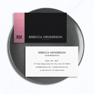 Stylish Pink Panel Black Leather with White Back   Business Card