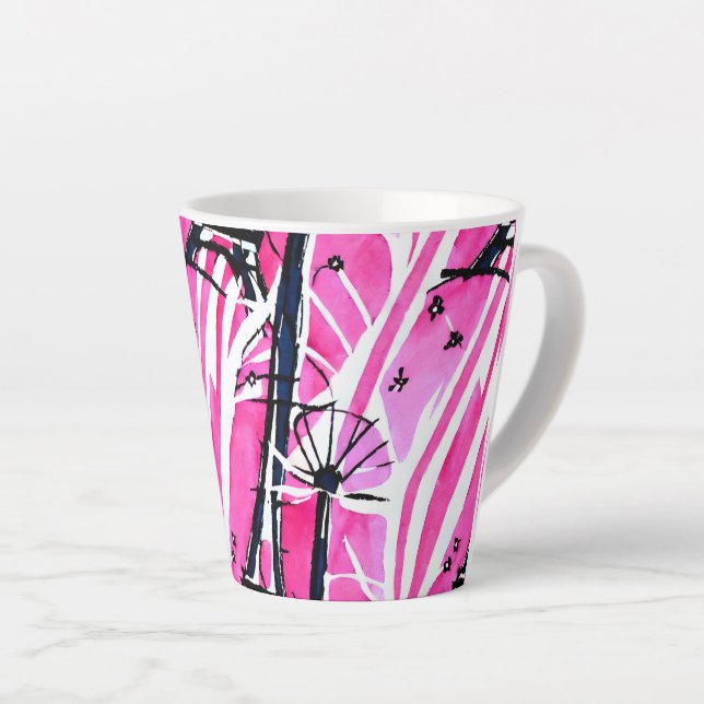 Stylish pink Paris-inspired watercolor Latte Mug (Right Angle)