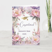 Stylish Pink Peony Oval Frame Graduation