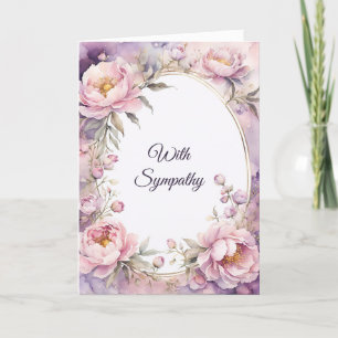 Stylish Pink Peony Watercolor Sympathy Card