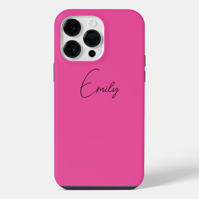 Stylish Pink Personalised iPhone Case Script Name (Back)