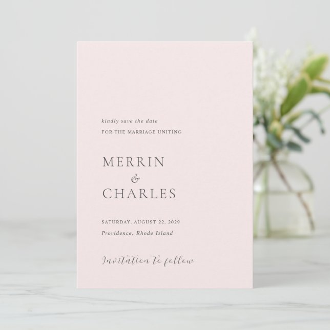 Stylish Pink Photo Modern Wedding Save The Date (Standing Front)