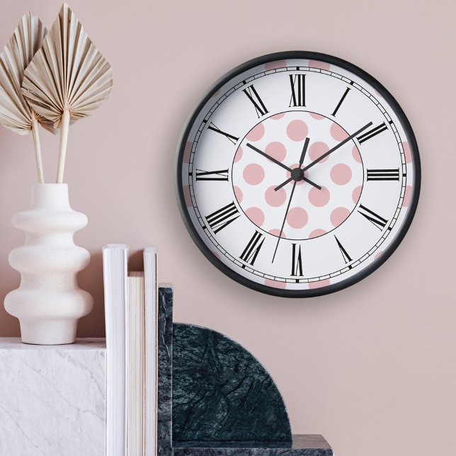 Stylish Pink Polka Dots Girly Square Clock (Creator Uploaded)