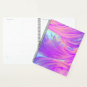 Stylish Pink Purple Abstract Feathers Planner