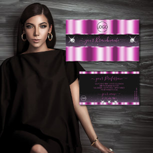 Stylish Pink Purple Black Sparkle Jewels with Logo Business Card