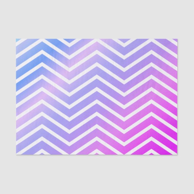 Stylish Pink Purple Blue Ombre Chevron Tissue Paper (Front)
