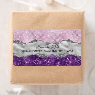 Stylish pink Purple glittery silver Business Card