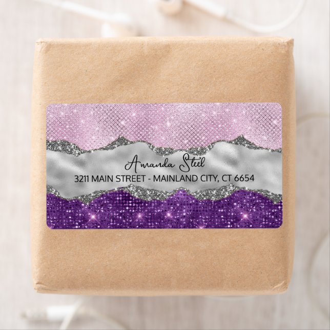 Stylish pink Purple glittery silver Business Card  (Insitu)