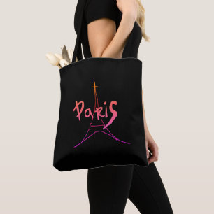 Stylish Pink / Purple Paris Tote Bag