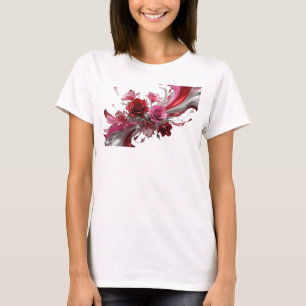 Stylish Pink RED AND PINK ROSES Slogan Tee