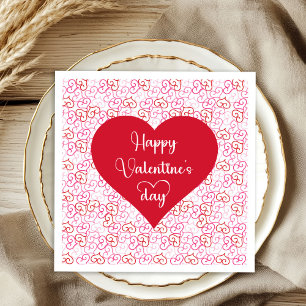 Stylish Pink Red Hearts Valentine Napkins