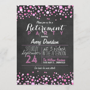 Stylish Pink Retro Chalkboard Retirement Party Invitation