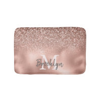 Stylish Pink Rose Gold Glitter Confetti Monogram