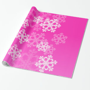 Stylish Pink Snowflakes Modern Christmas pattern Wrapping Paper