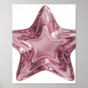 Stylish Pink STAR BALL Text Design Poster