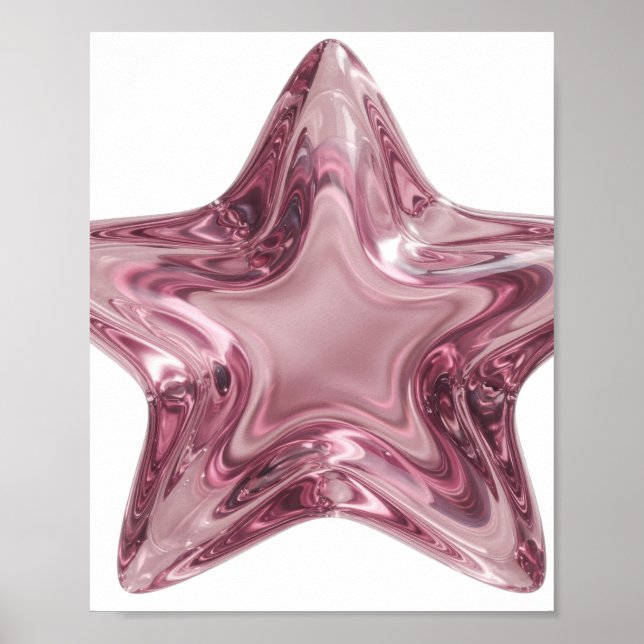 Stylish Pink STAR BALL Text Design Poster (Front)