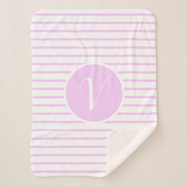 Stylish Pink Stripes V Monogram Throw Blanket (Front)