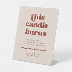 Stylish Pink This Candle burns Wedding Memorial Pedestal Sign
