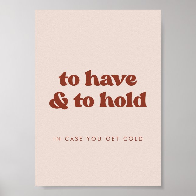 Stylish Pink To Have and To Hold Wedding Blanket Poster (Front)