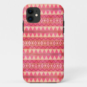 Stylish Pink Tribal Triangle Pattern iPhone 11 Case
