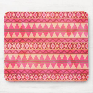 Stylish Pink Tribal Triangle Pattern Mouse Mat