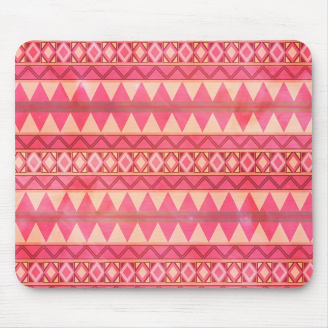 Stylish Pink Tribal Triangle Pattern Mouse Mat (Front)