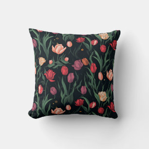 STYLISH PINK TULIP PATTERN CUSHION