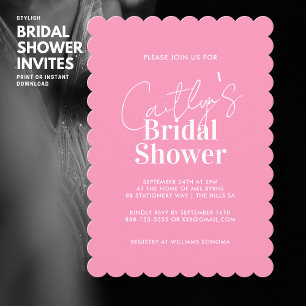 Stylish Pink Typography Bridal Shower Invitation