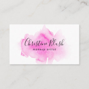 Stylish Pink Watercolour Splash MUA Business Card