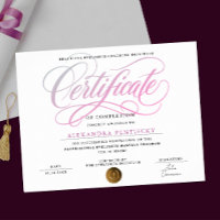 Stylish Pink White Beauty Salon Course Certificate