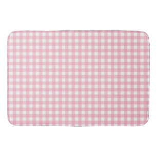 Stylish Pink White Chequered Bathroom Mat