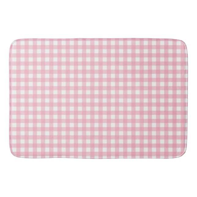 Stylish Pink White Chequered Bathroom Mat (Front)