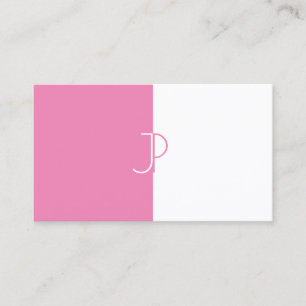 Stylish Pink White Monogrammed Template Trendy Business Card
