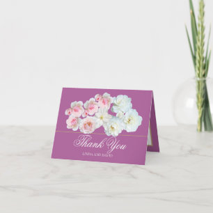 Stylish Pink White Rose & Clematis Chic Thank You  Card