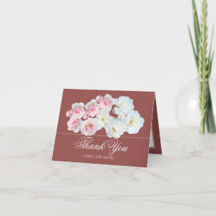 Stylish Pink White Rose & Clematis Chic Thank You Card