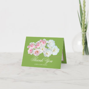 Stylish Pink White Rose & Clematis Chic Thank You Card