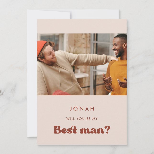 Stylish Pink Will you be my best man photo card (Front)