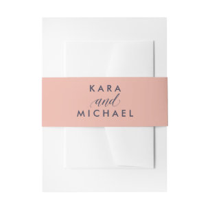 Stylish Pink with Midnight Blue Calligraphy Invitation Belly Band