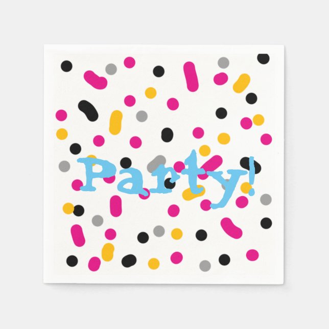 Stylish Pink Yellow Circle Dot Party Paper Napkin (Front)
