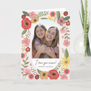 Stylish Pink & Yellow Floral Mother's day Card