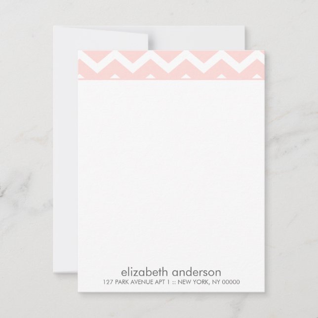 Stylish Pink Zig Zag Chevron Pattern Note Cards (Front)