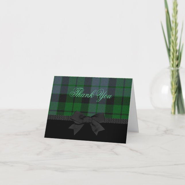 Stylish Plaid Thank You Card (Front)