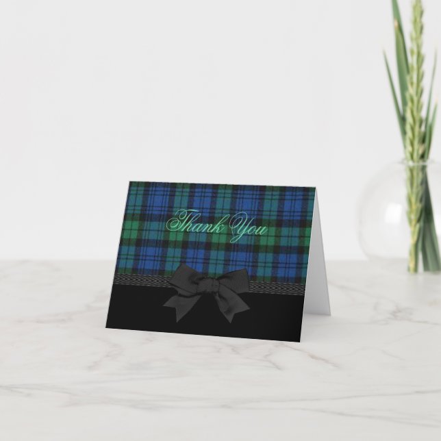 Stylish Plaid Thank You Card (Front)