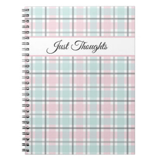 Stylish plaid with pastel gray, pink and blue notebook