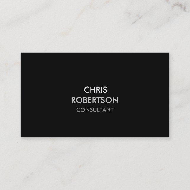 Stylish Plain Black Attractive Business Card (Front)