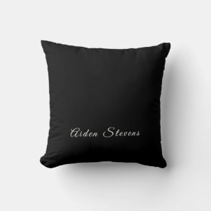 Stylish Plain Black & White Minimalist Add Name Cushion